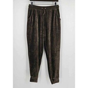 Hippy Rose Velour Soft Stretchy Ribbed Corduroy Elastic Waist Jogger Pants Sz L
